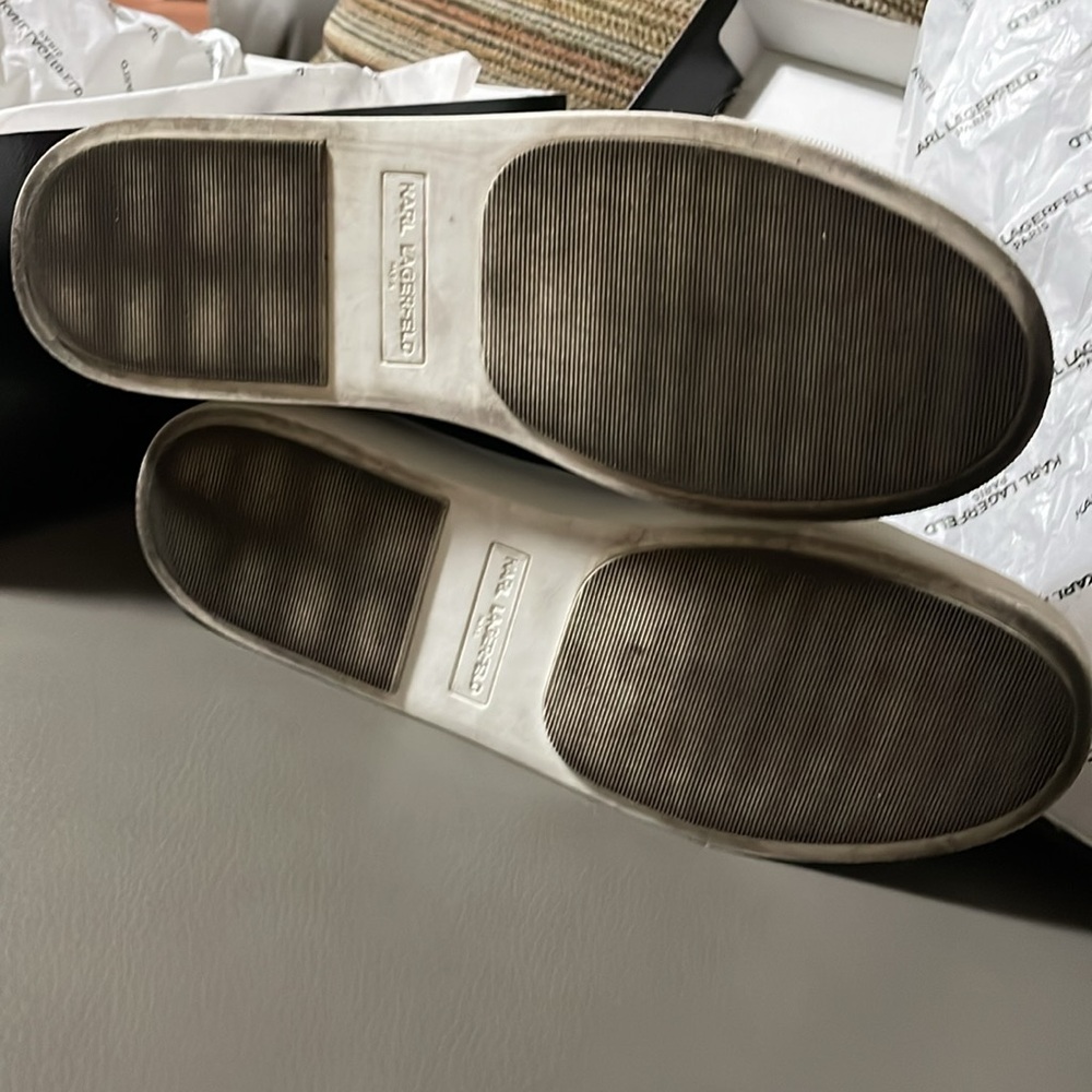 Karl Lagerfeld  Paris Black Leather Sneakers with Cate Pins - Picture 10 of 10